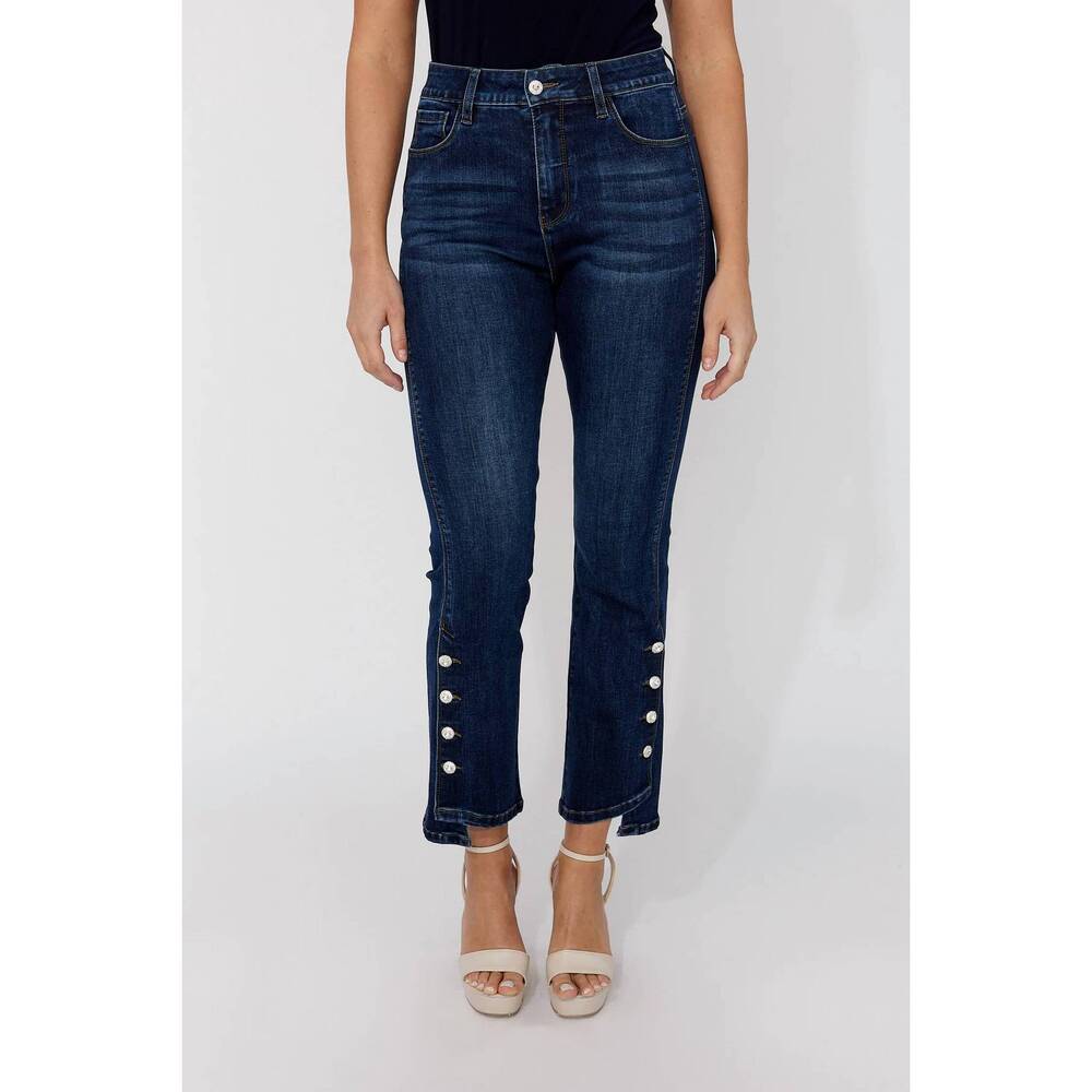 NEW FRANK LYMAN havilyn high waisted slim leg jeans in dark blue